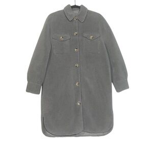 Rebecca Minkoff Long Sherpa Teddy Coat Gray Size Small Suede Lined NWT Shacket